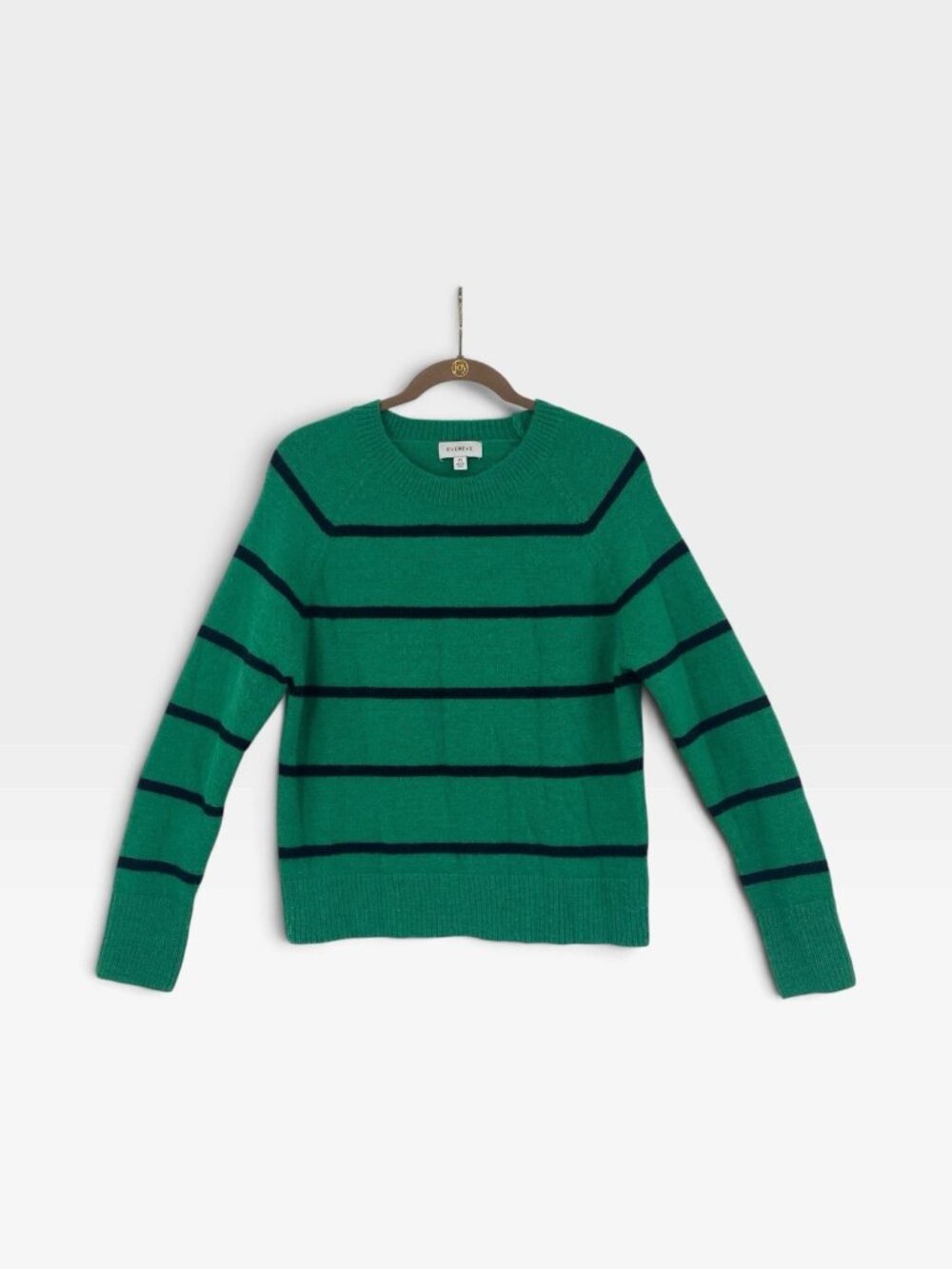 Evereve Women’s Size XS Thea Crew Pullover Evergreen Striped Cozy Holiday